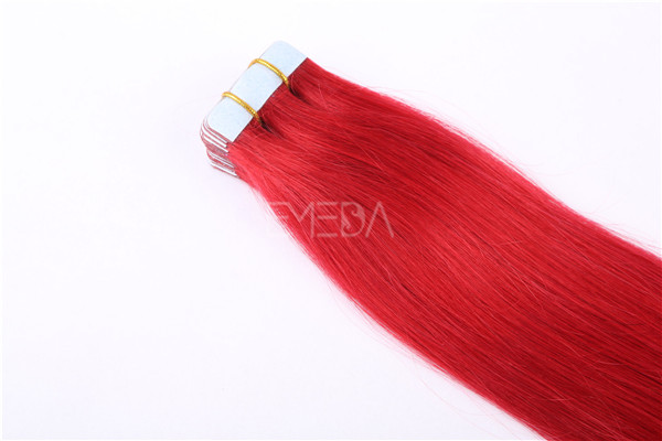 Cherry red Indian temple hair tape hair extensions  ZJ0051